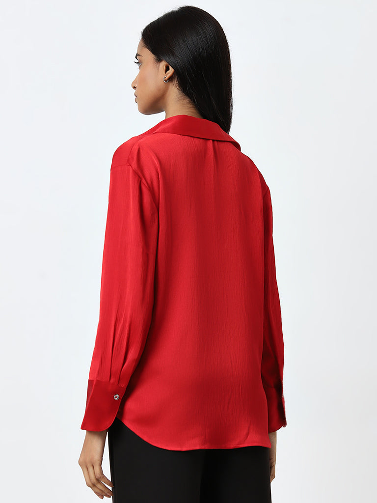 Wardrobe Red Textured Shirt