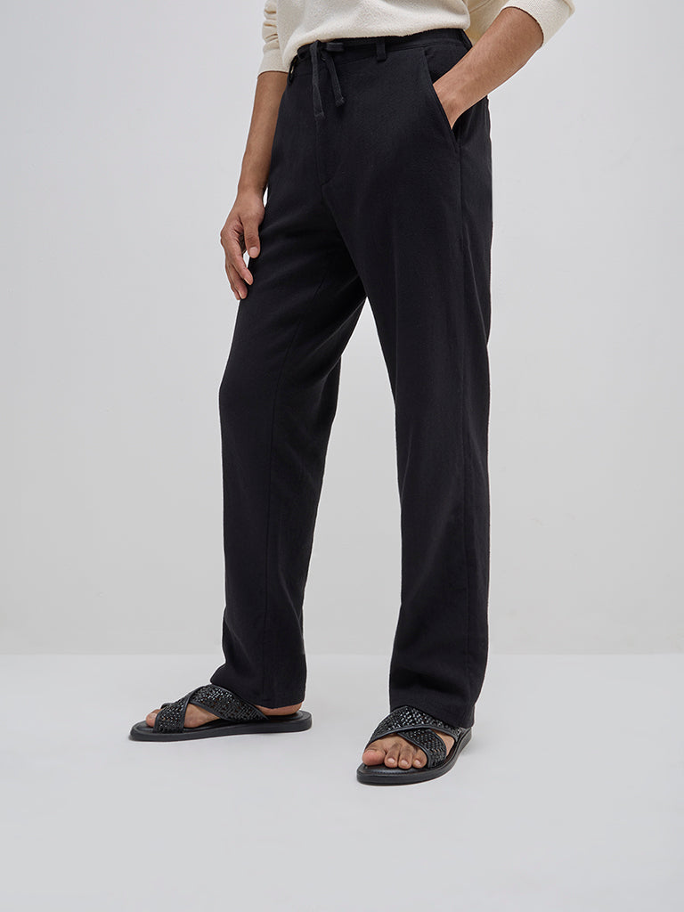 ETA Black Relaxed-Fit Mid-Rise Cotton-Blend Chinos