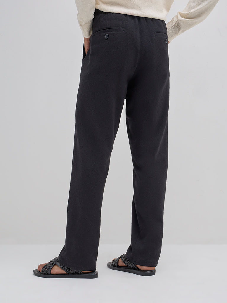 ETA Black Relaxed-Fit Mid-Rise Cotton-Blend Chinos