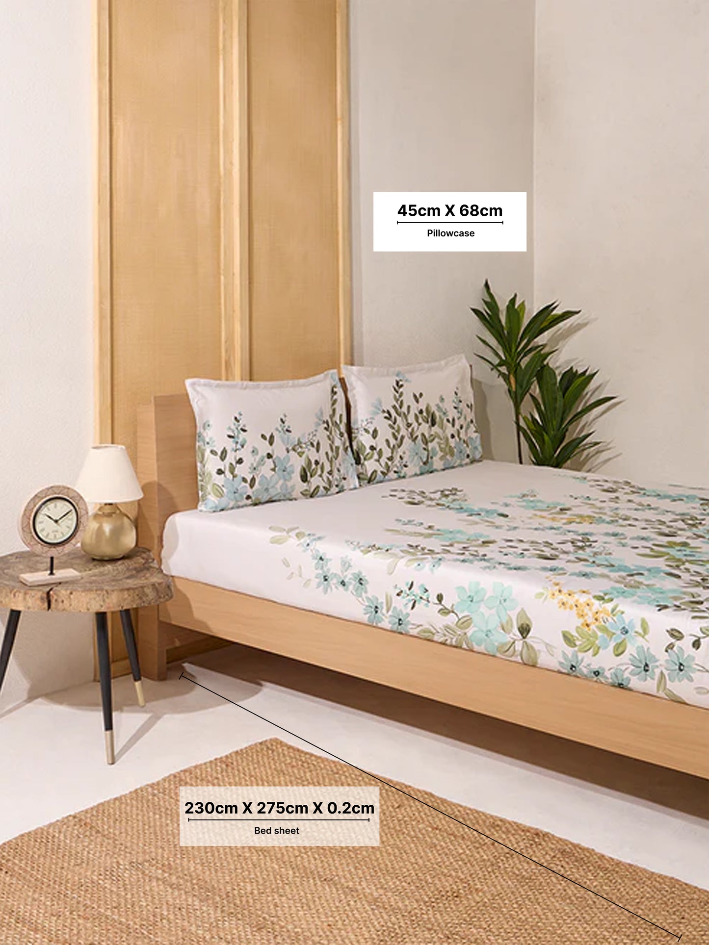 Westside Home Olive Foliage Queen Bed Flat Sheet and Pillowcase Set