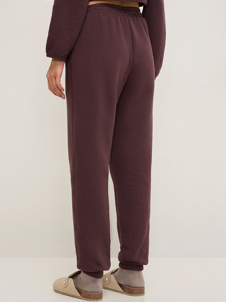 Superstar Wine Quilted High-Rise Cotton-Blend Joggers