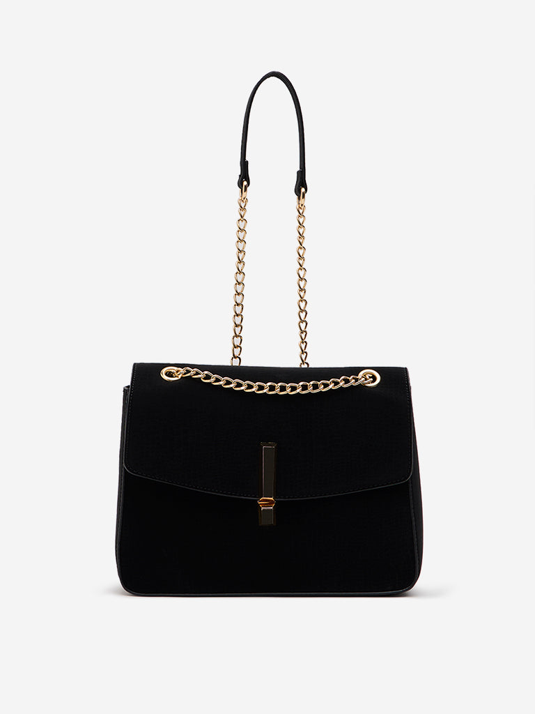 Westside Black Textured Sling Bag
