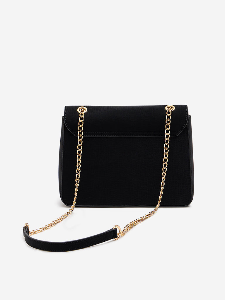 Westside Black Textured Sling Bag