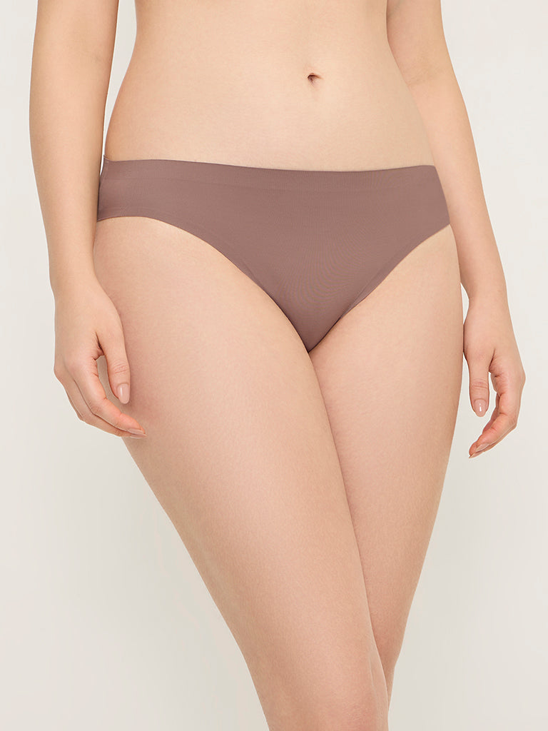 Wunderlove Brown Invisible Flocked Brief