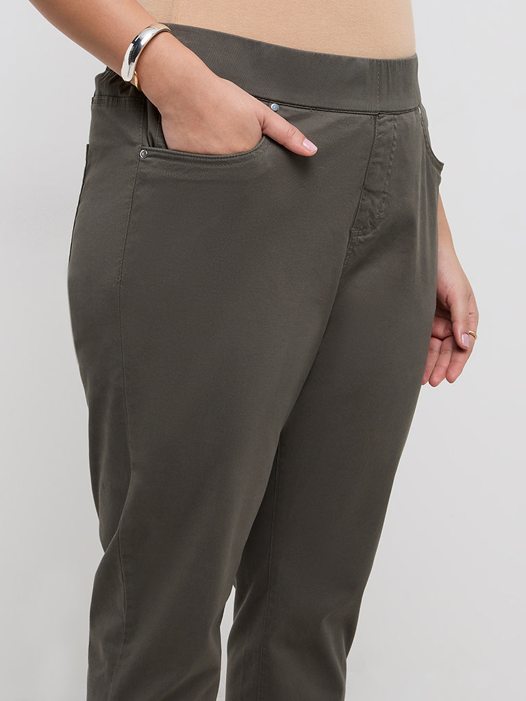 Gia Olive High-Rise Cotton-Blend Jeggings