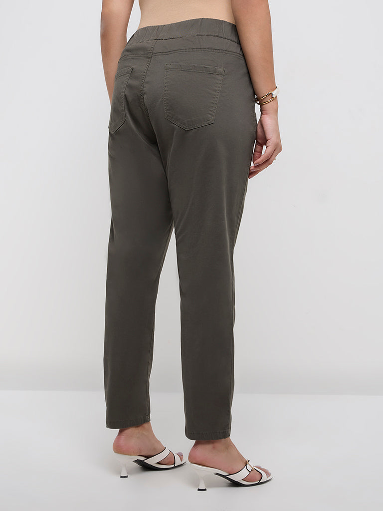 Gia Olive High-Rise Cotton-Blend Jeggings