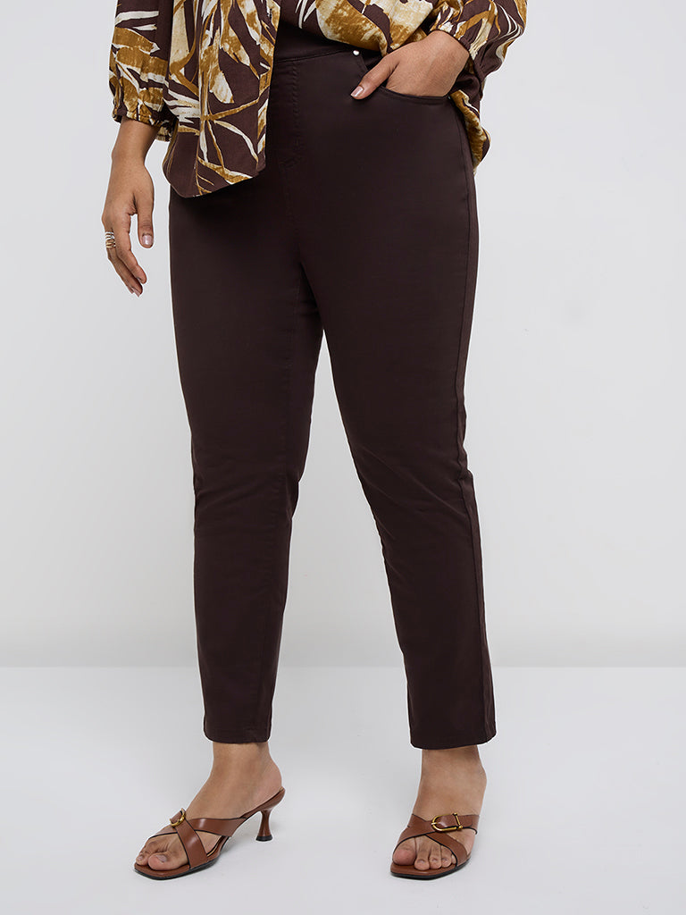 Gia Dark Brown High-Rise Cotton-Blend Jeggings