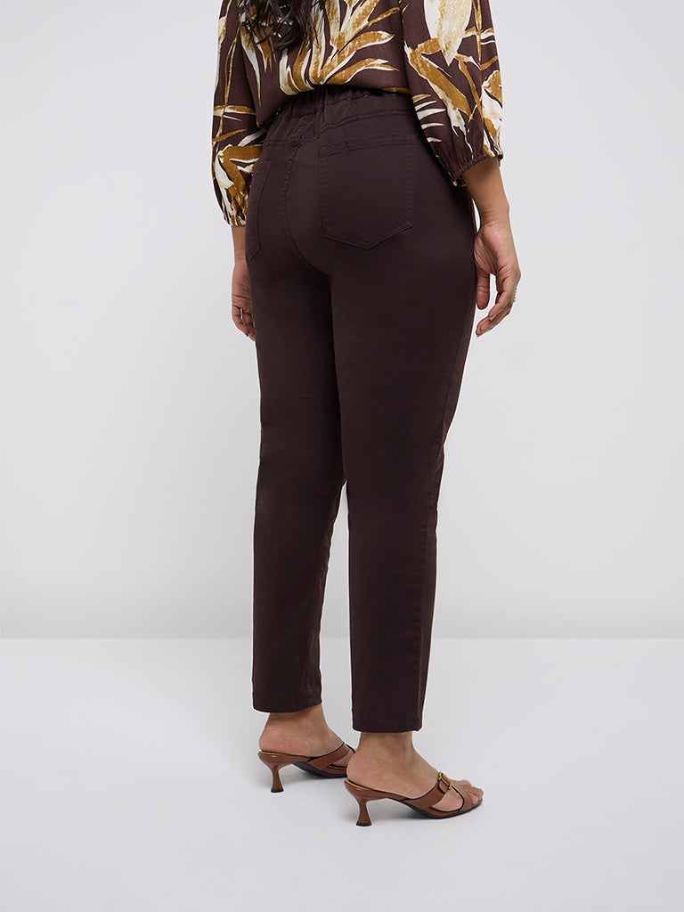 Gia Dark Brown High-Rise Cotton-Blend Jeggings