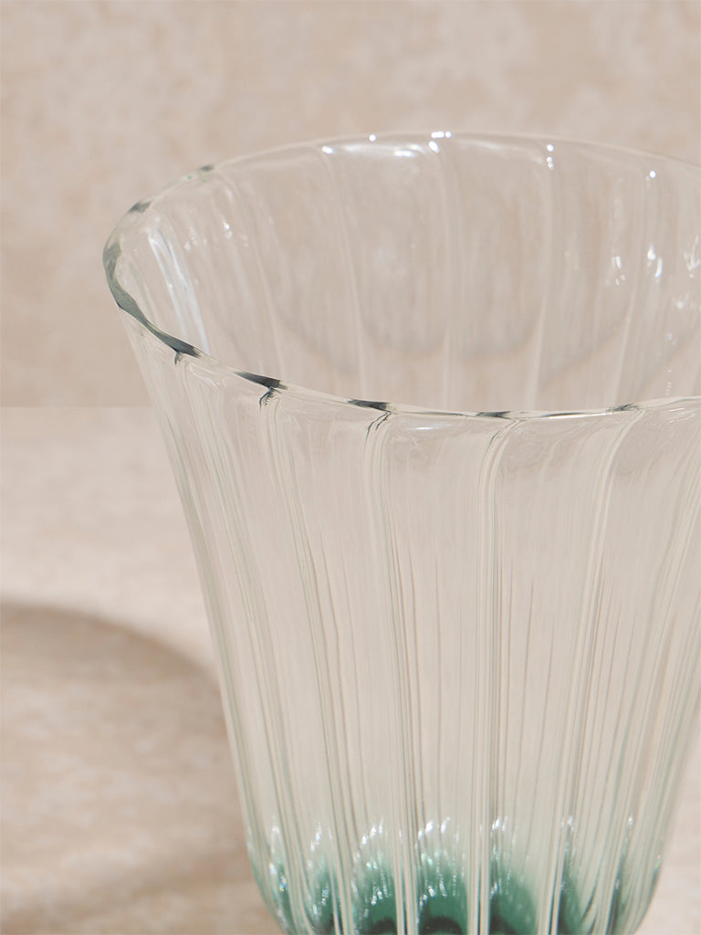 Westside Home Dark Green Ribbed-Textured Glass Vase
