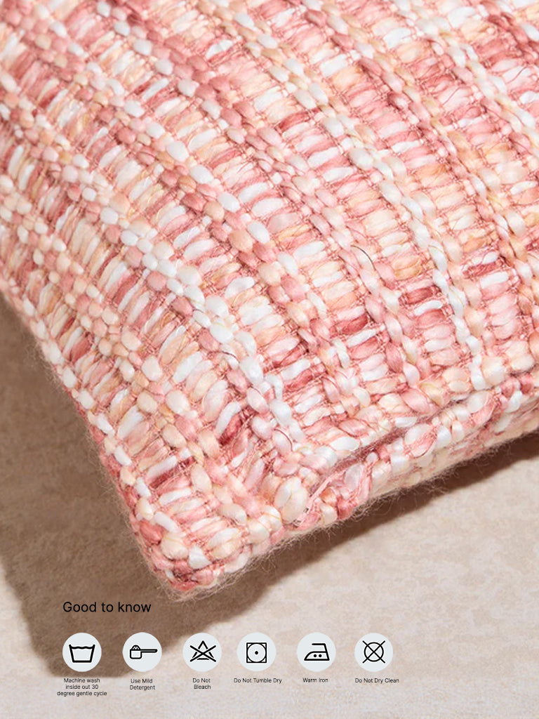 Westside Home Pink Woven Checkered Cushion Cover