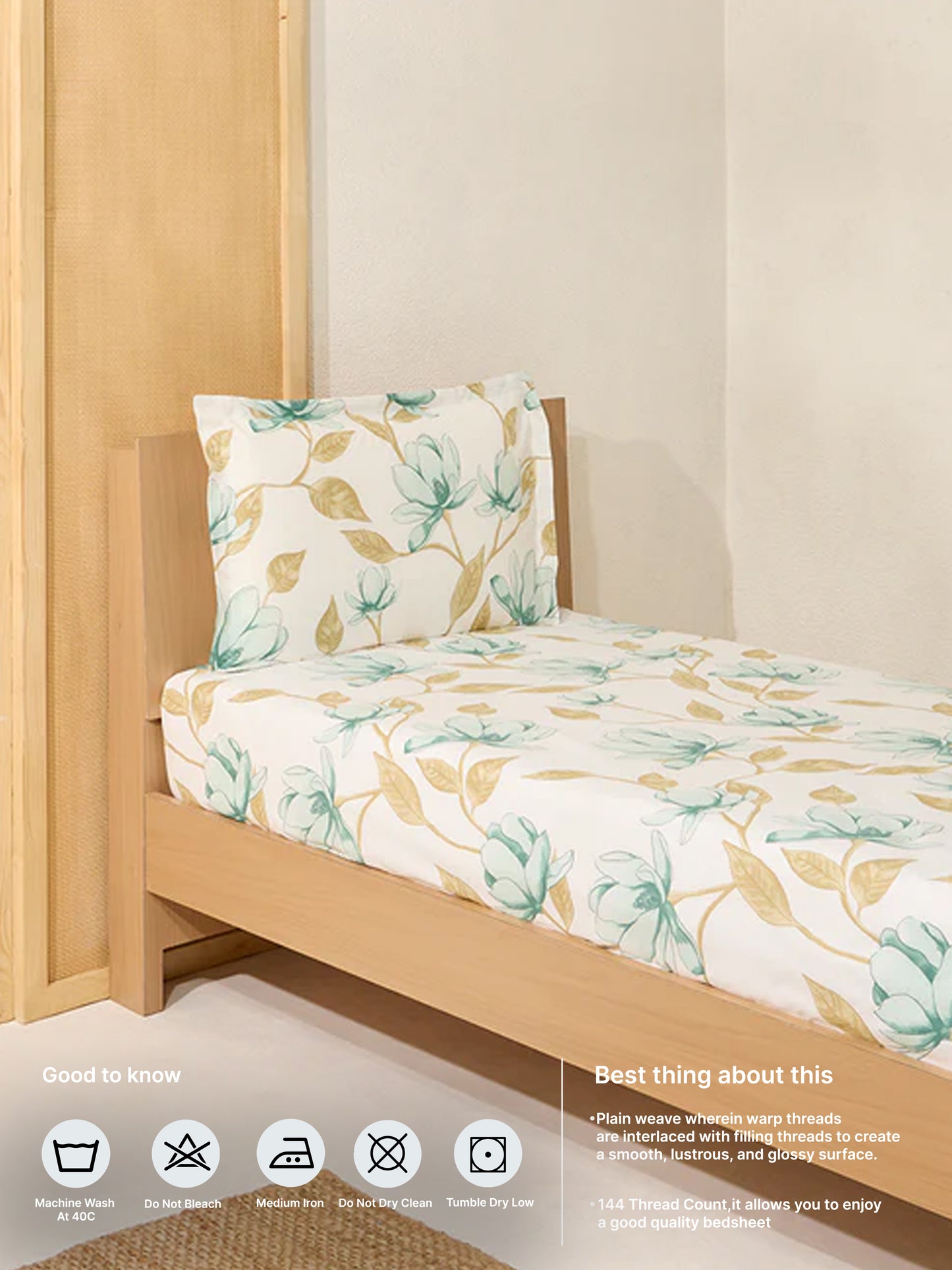 Westside Home Multicolour Single Bed Fitted Sheet and Pillowcase Set