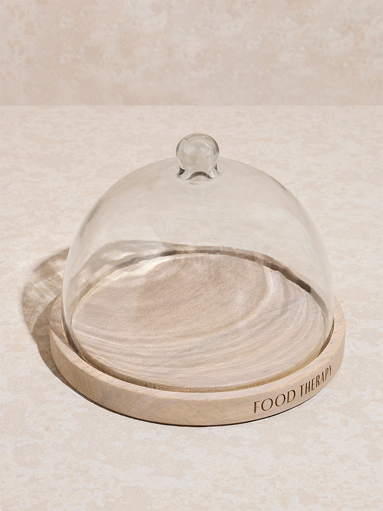 Westside Home Clear Glass Cloche with Wooden Base