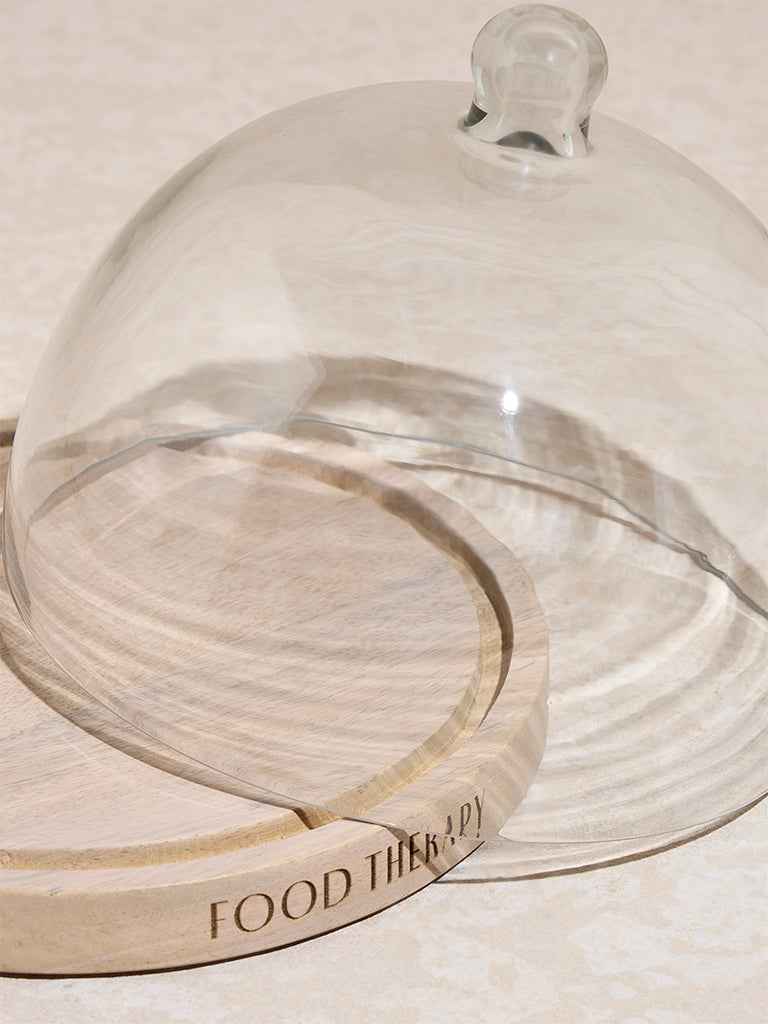 Westside Home Clear Glass Cloche with Wooden Base