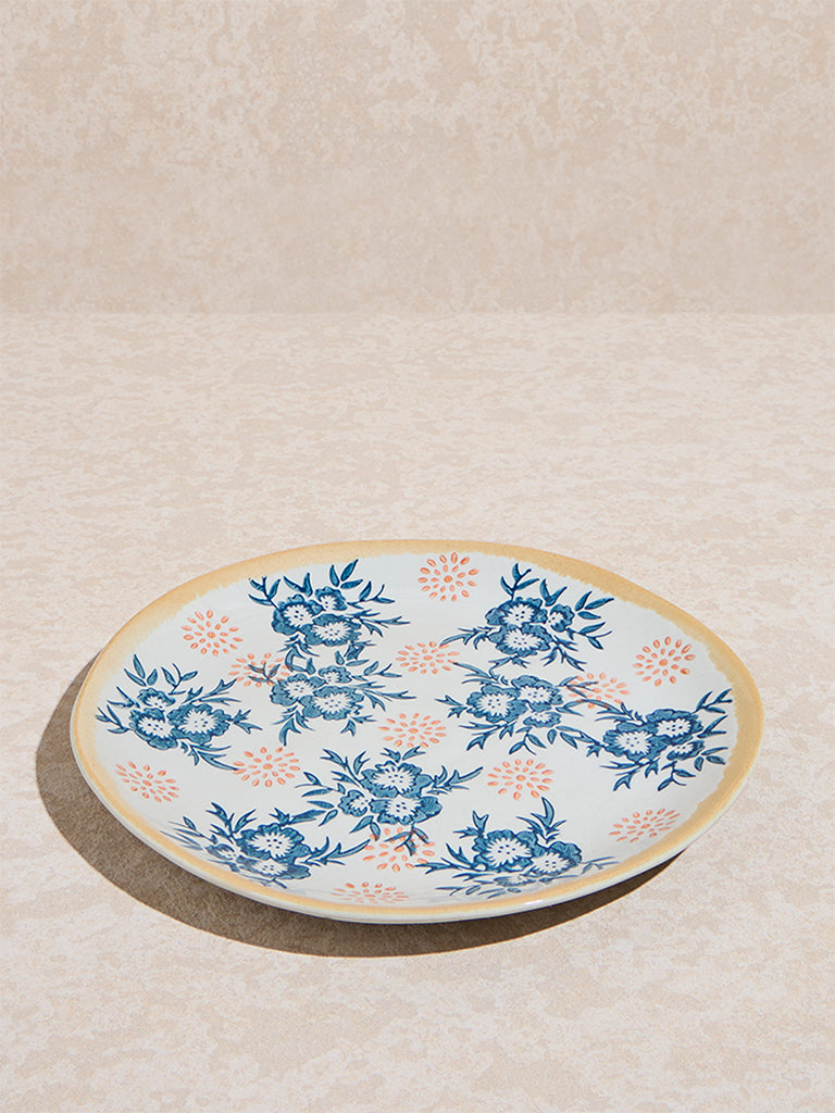Westside Home Blue Floral Design Dinner Plate
