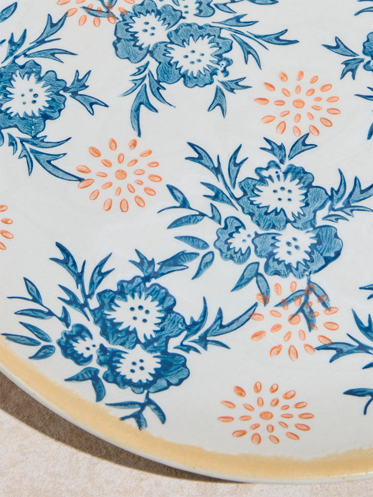 Westside Home Blue Floral Design Dinner Plate