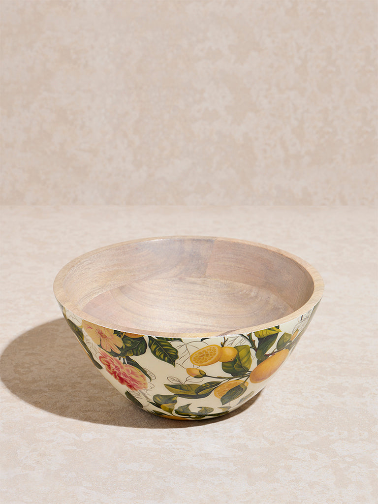 Westside Home Multicolour Lemon Design Wooden Bowl