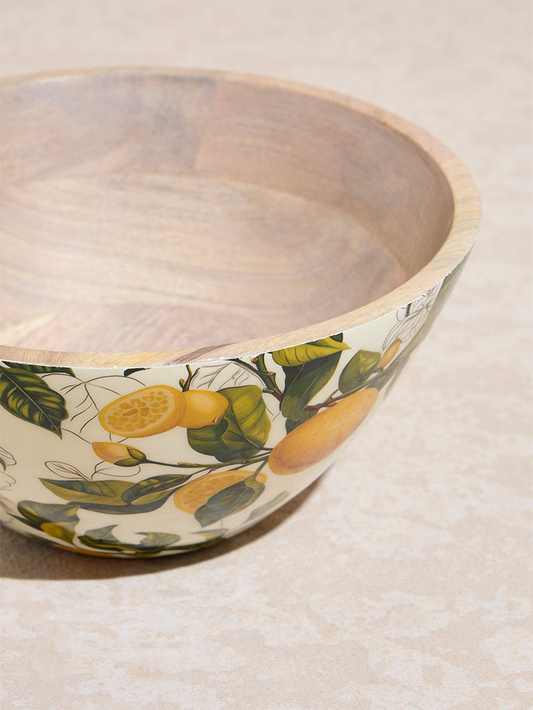 Westside Home Multicolour Lemon Design Wooden Bowl