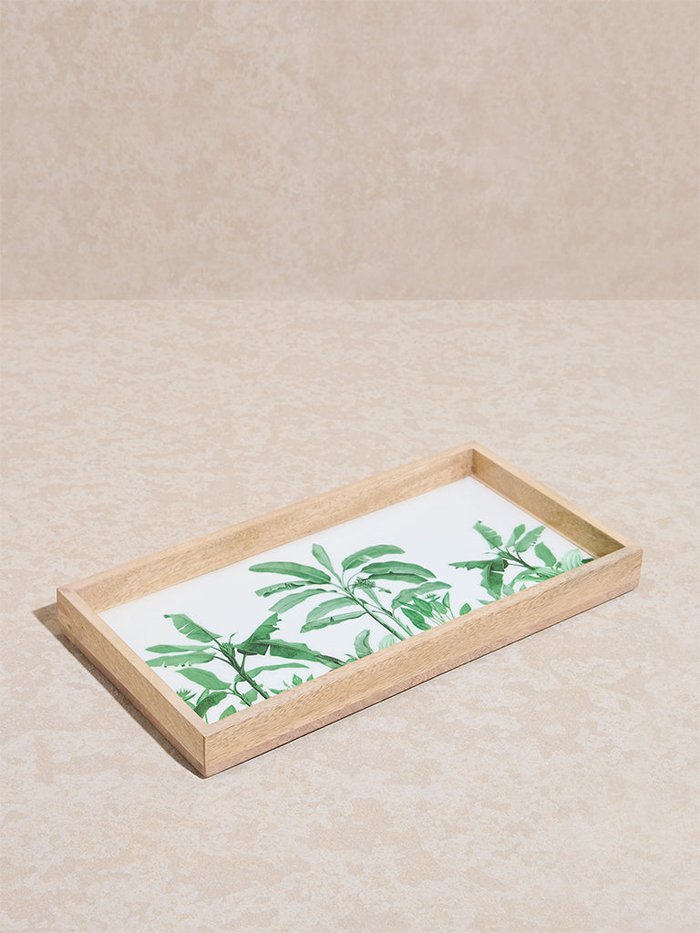 Westside Home Green Leaf Design Serving Tray