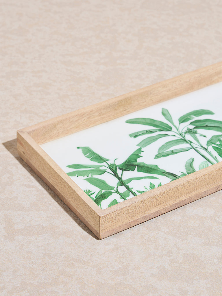 Westside Home Green Leaf Design Serving Tray