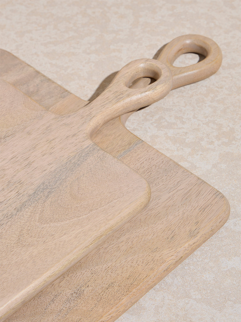 Westside Home Beige Wooden Chopping Board (Set of 2)