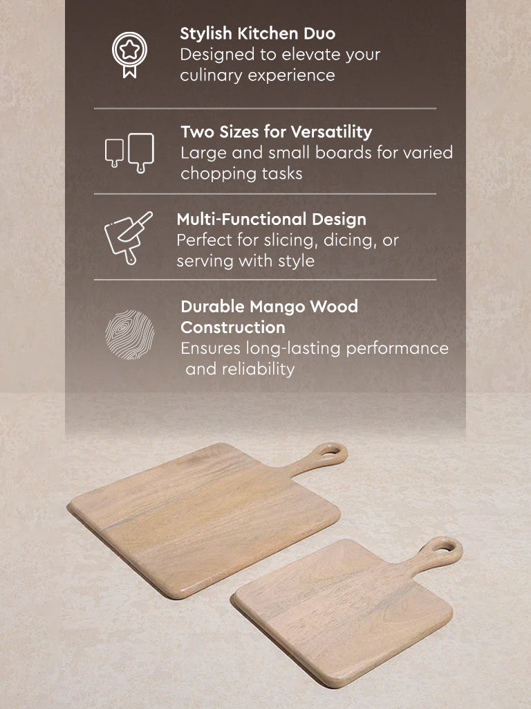 Westside Home Beige Wooden Chopping Board (Set of 2)