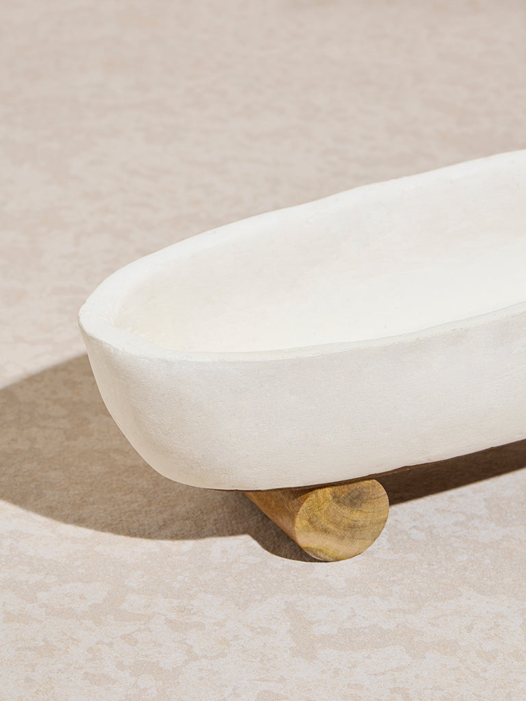 Westside Home White Paper Mache Serving Platter