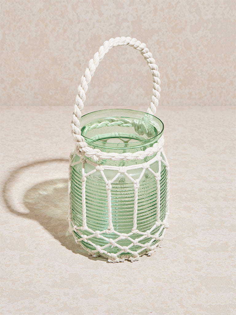 Westside Home Green Macrame Candle Stand