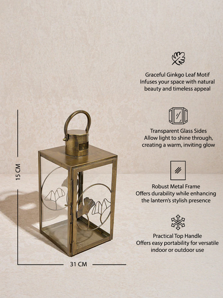 Westside Home Gold Ginkgo Metal Lantern