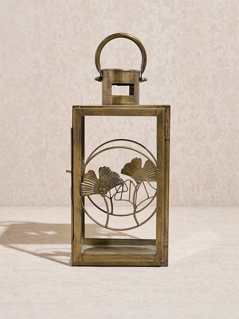 Westside Home Gold Ginkgo Metal Lantern