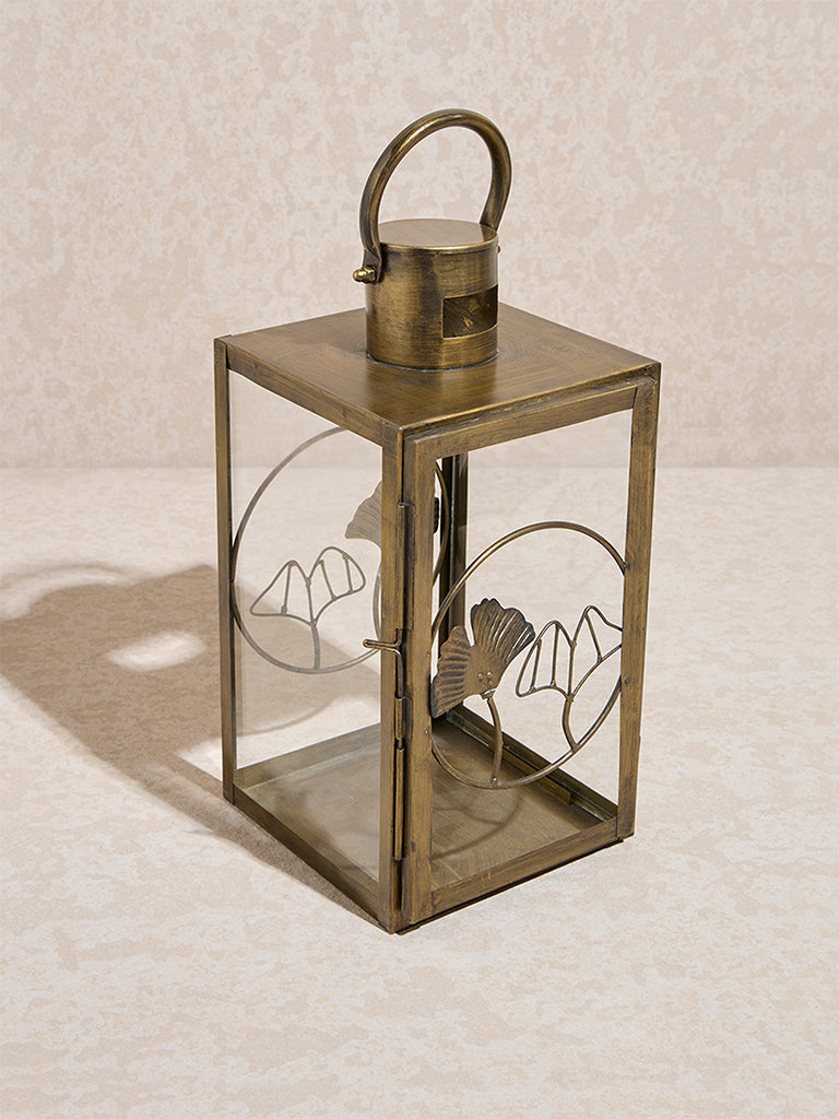 Westside Home Gold Ginkgo Metal Lantern