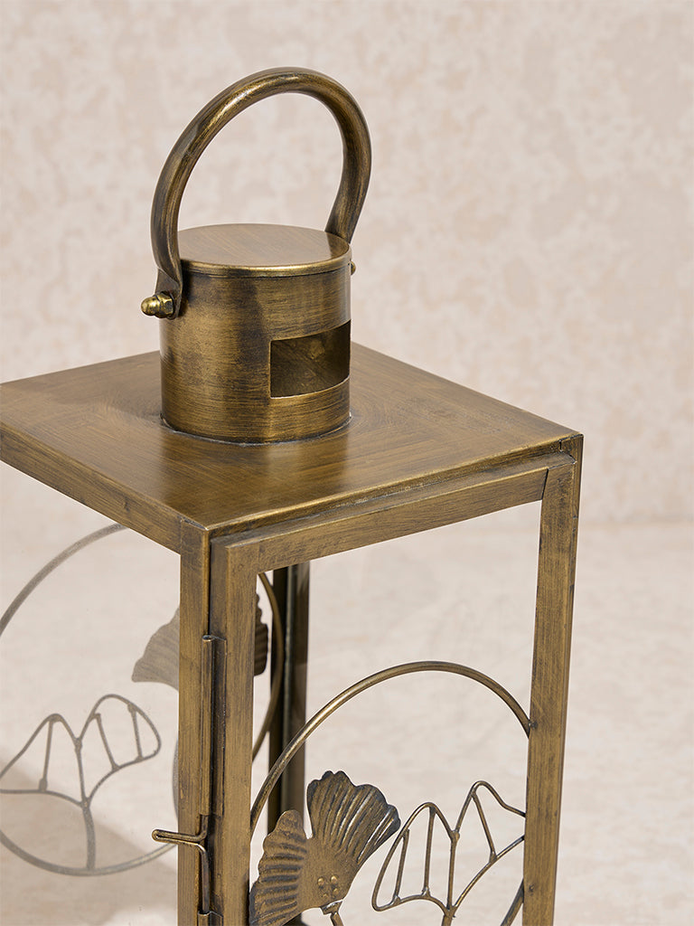 Westside Home Gold Ginkgo Metal Lantern