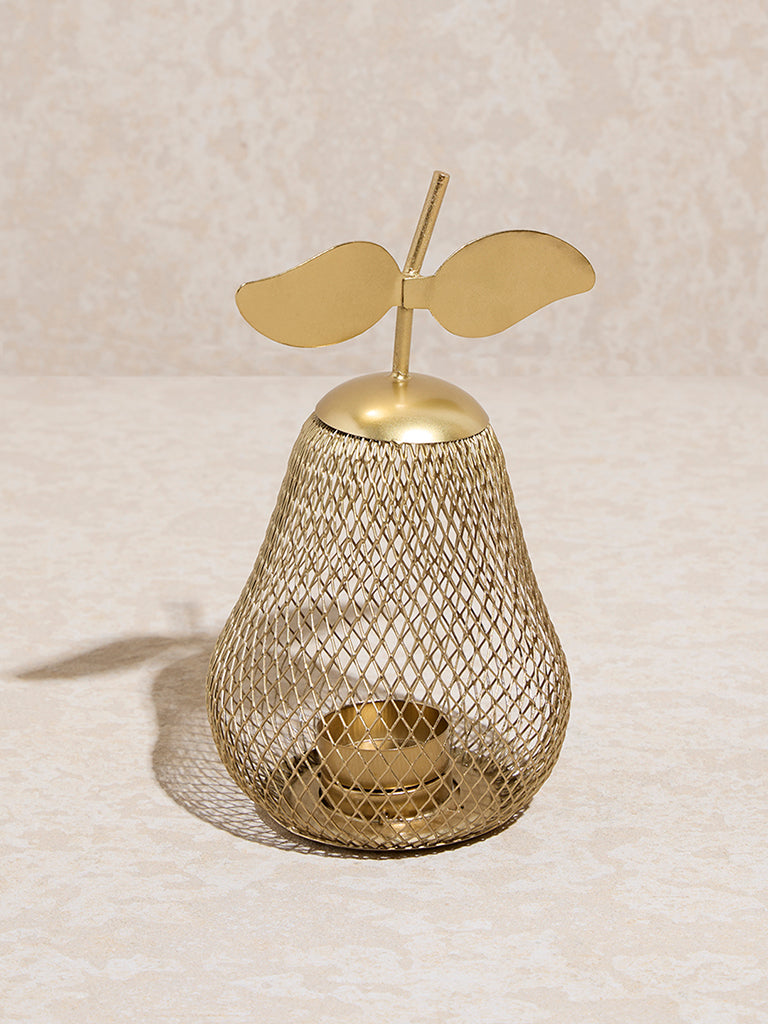 Westside Home Gold Pear-Shaped Tealight Candle Holder