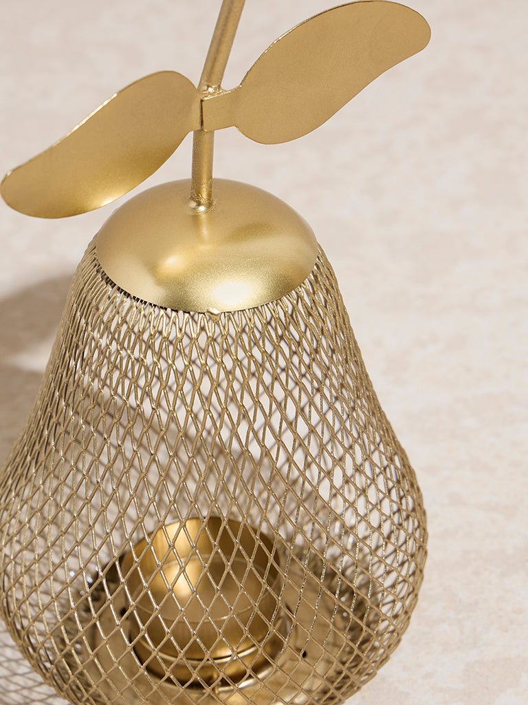 Westside Home Gold Pear-Shaped Tealight Candle Holder