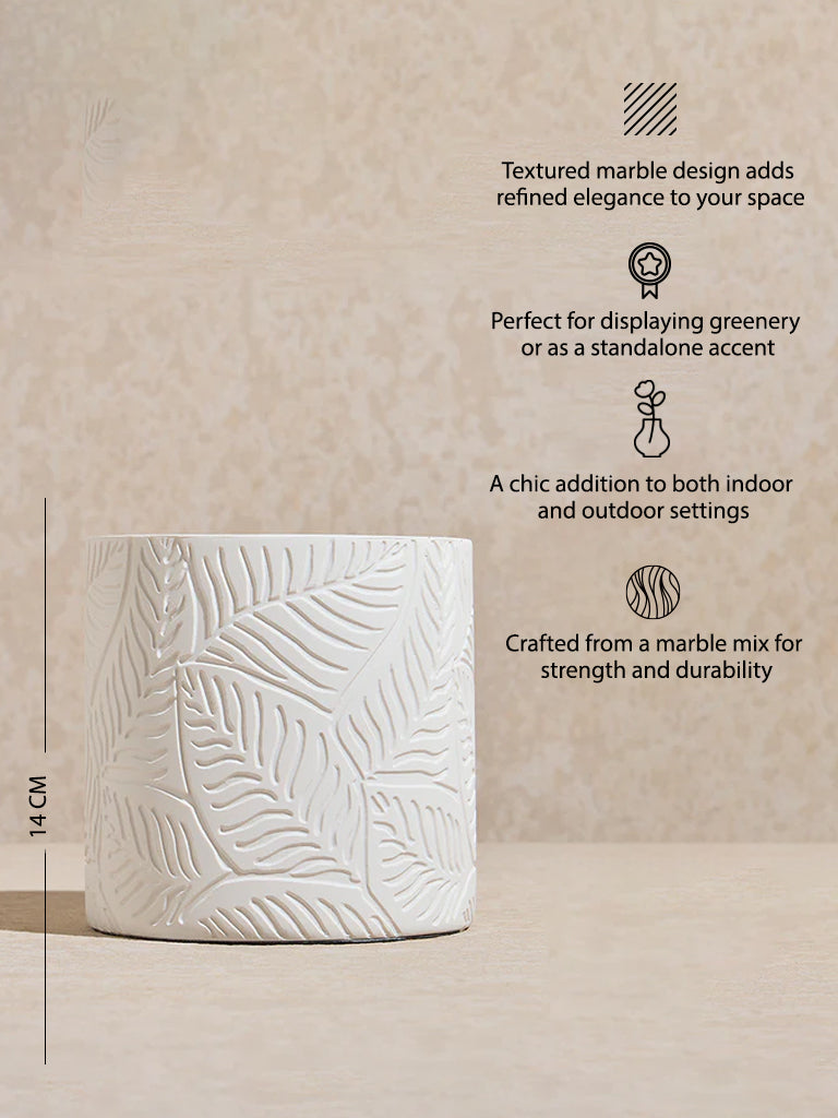 Westside Home White Textured Marble Planter