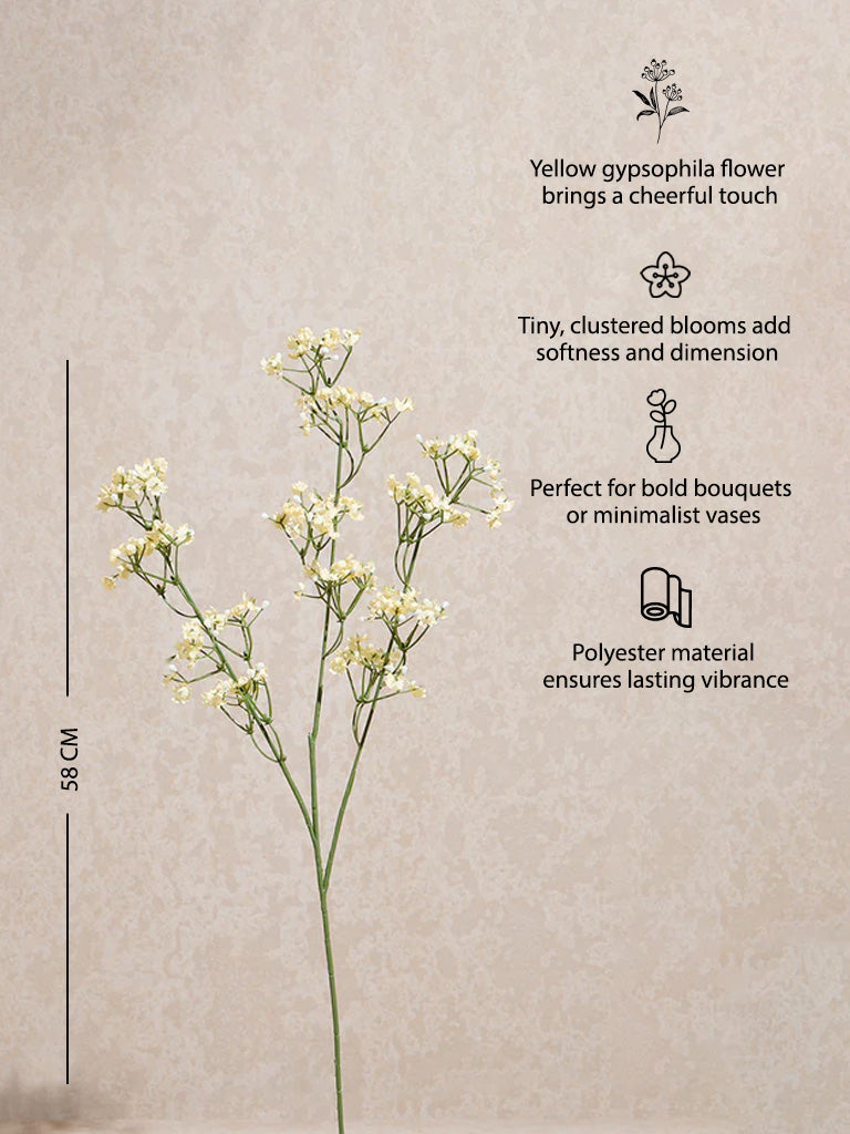 Westside Home Yellow Artificial Gypsophila Flower