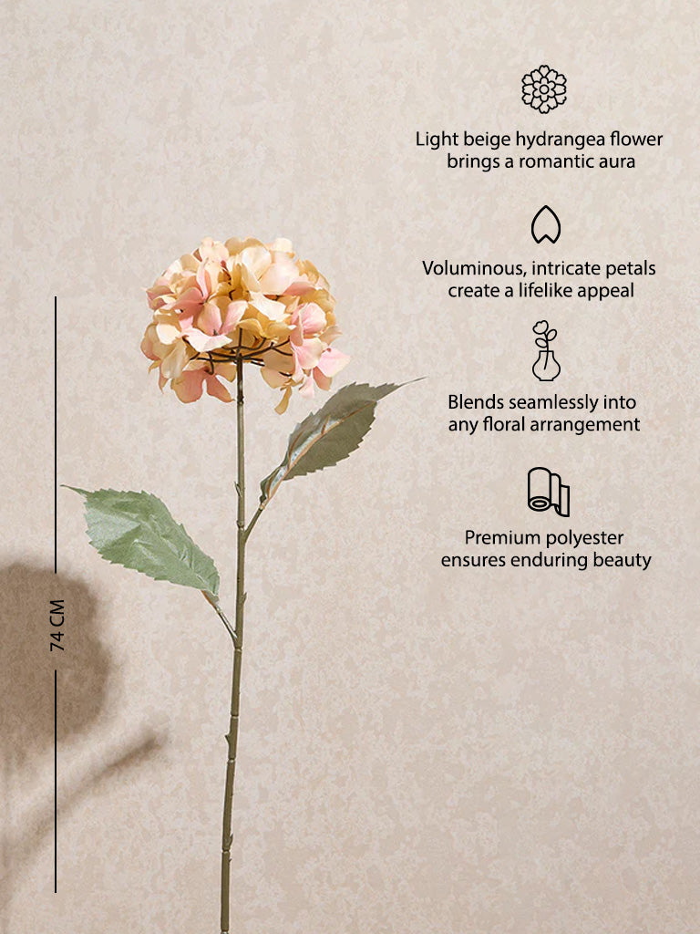 Westside Home Light Beige Artificial Hydrangea Flower
