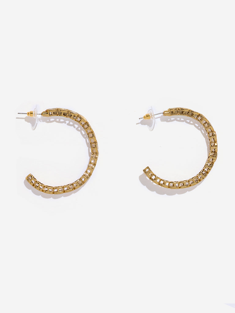 Westside Accessories Gold Mirror-Work Big Hoop Earrings