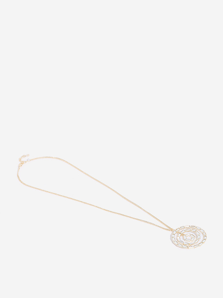 Westside Accessories Gold Mirror-Work Long Chain Necklace