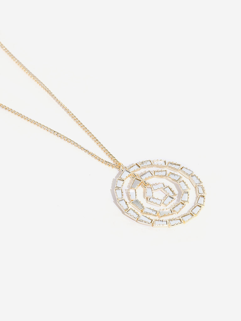 Westside Accessories Gold Mirror-Work Long Chain Necklace