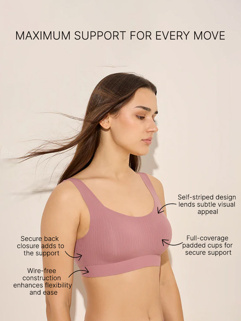 Wunderlove Mauve Ribbed Padded Full Coverage Bra