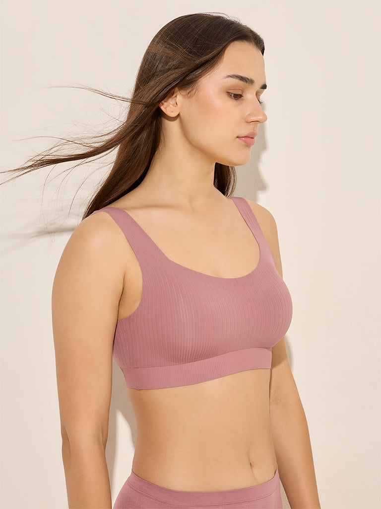 Wunderlove Mauve Ribbed Padded Full Coverage Bra