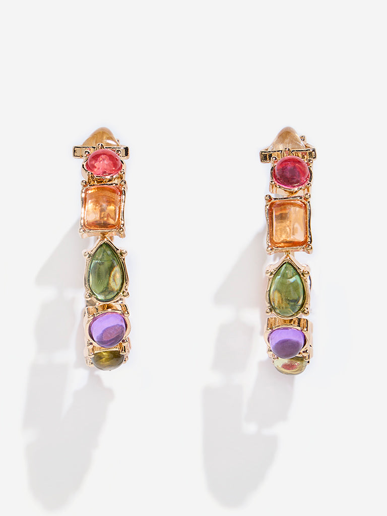 Westside Accessories Multicolour Gemstones Hoops Earrings