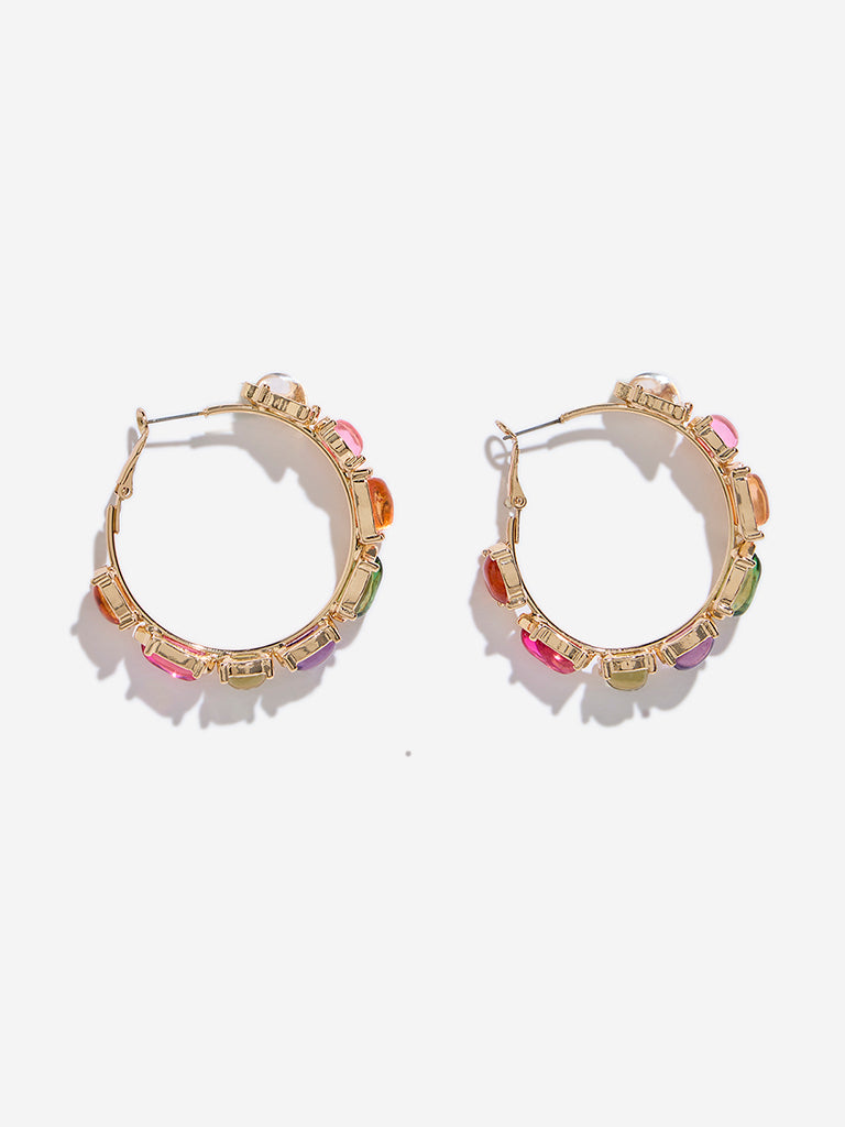 Westside Accessories Multicolour Gemstones Hoops Earrings