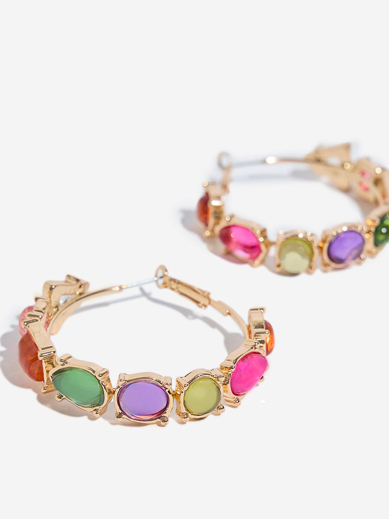 Westside Accessories Multicolour Gemstones Hoops Earrings