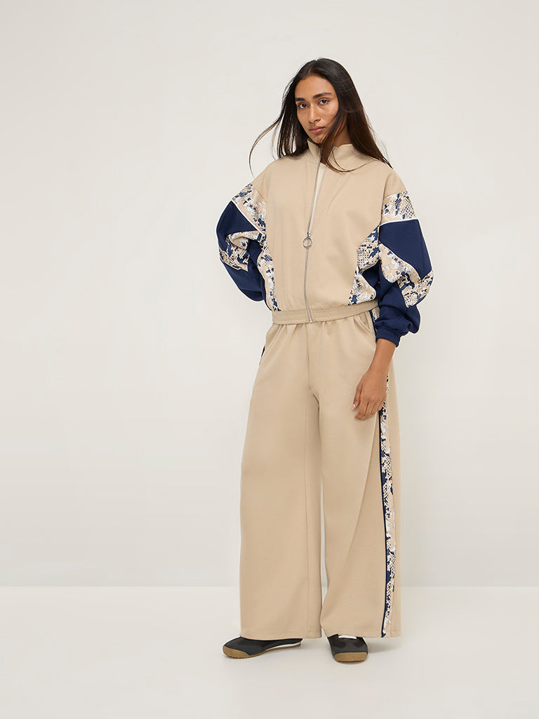 LOV Beige Abstract Design Jacket