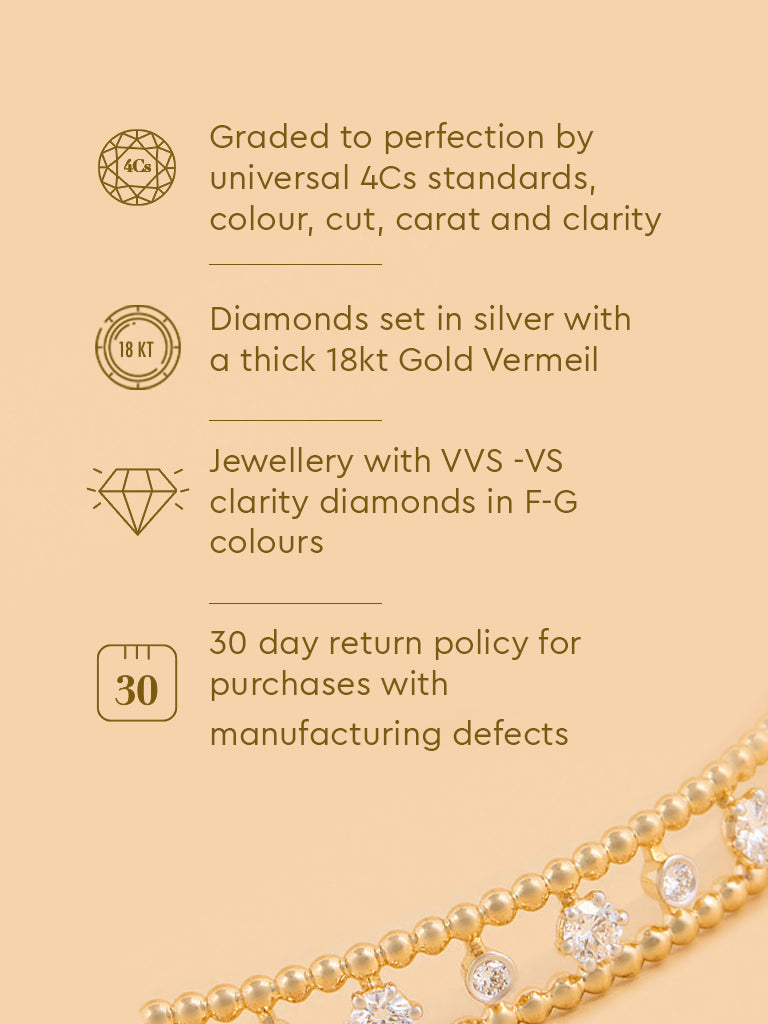 Dual Strand Gold Plated Lab Diamond Solitaire Bracelet