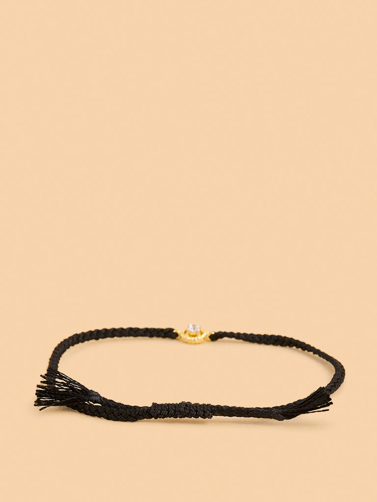Westside X Pome Black Braided Lab Diamond Cord Bracelet