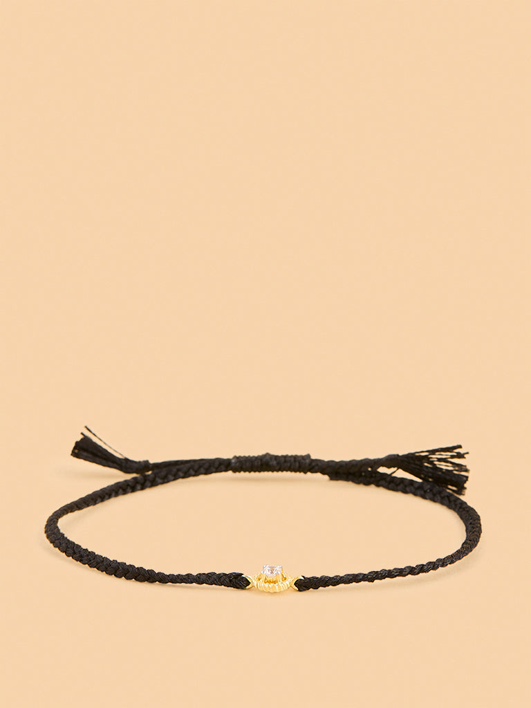 Westside X Pome Black Braided Lab Diamond Cord Bracelet
