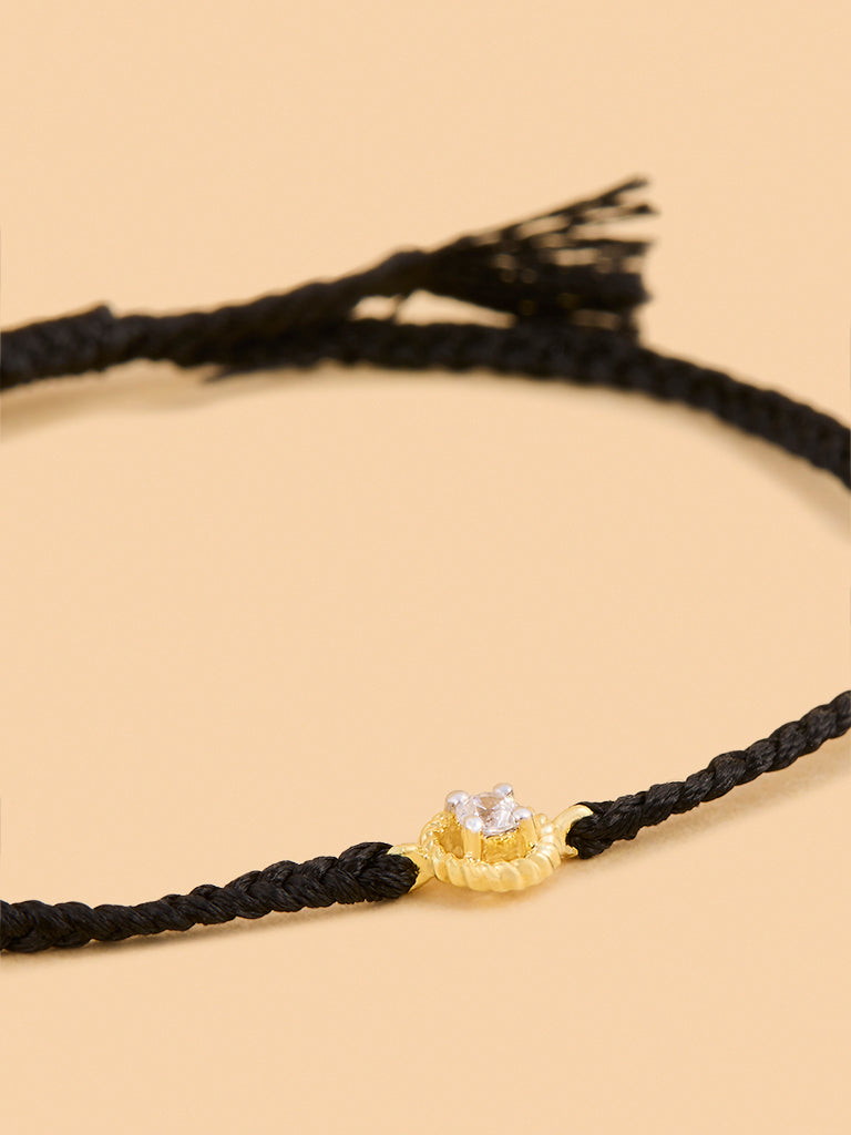 Westside X Pome Black Braided Lab Diamond Cord Bracelet