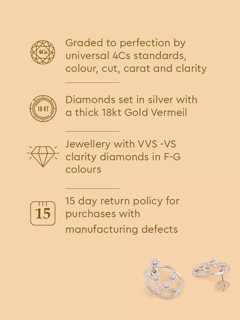 Elegant Floral Circle Lab Diamond Earrings